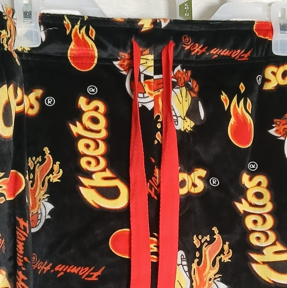 Cheetos Flamin' Hot Logos Pajama Lounge Drawstring Pockets Pants Sz L Unisex Men - Picture 6 of 8